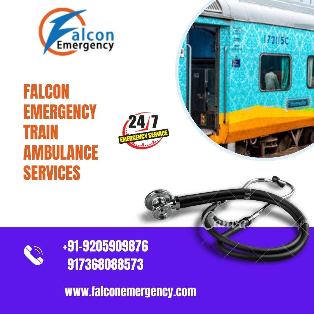 Falcon Emergency Train Ambulance Services in Dibrugarh with a Combination of Medical Equipment
