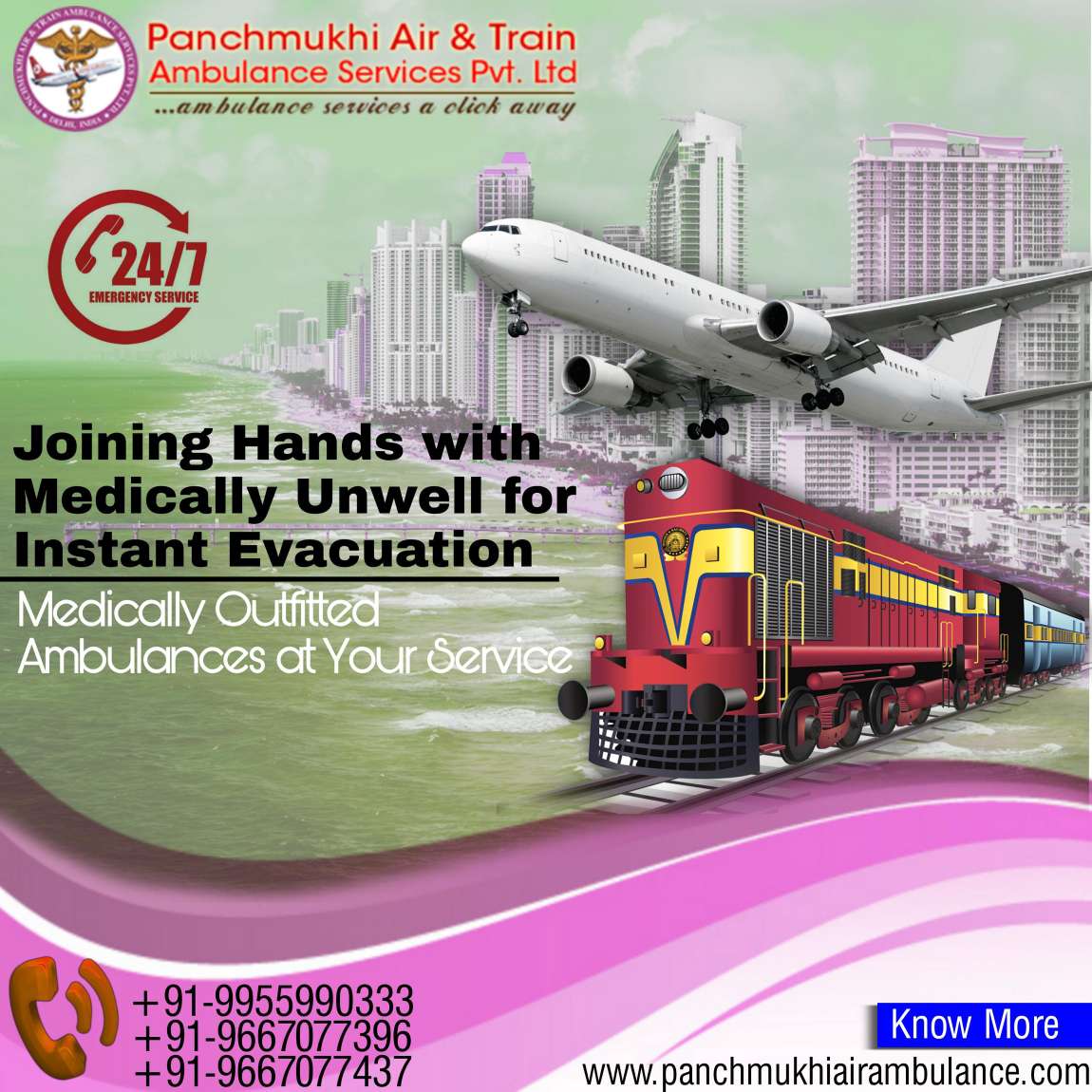 Use Safest Panchmukhi Air Ambulance Services in Delhi with Top-notch Medical Support