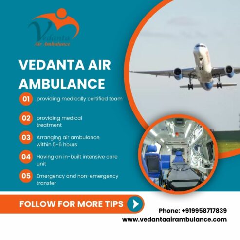 Hire World-class Vedanta Air Ambulance Services in Ranchi with Life-Support Medical Team