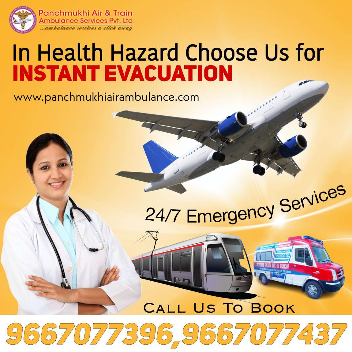 Take Panchmukhi Air Ambulance Services in Delhi with Life Saving Medical Tools