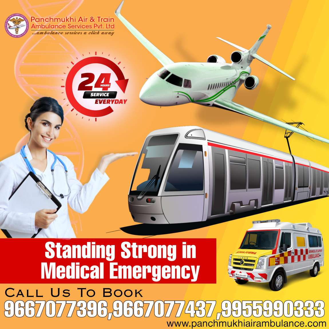 Hire Panchmukhi Air Ambulance Services in Raipur with Life-Sustaining Medical Tools
