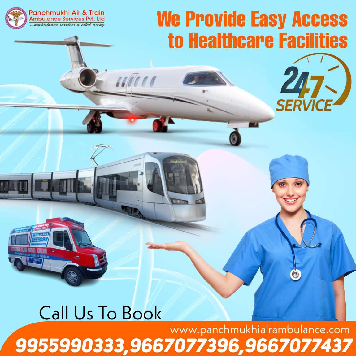 Hire Low-Cost Panchmukhi Air Ambulance Services in Patna with Medical Team