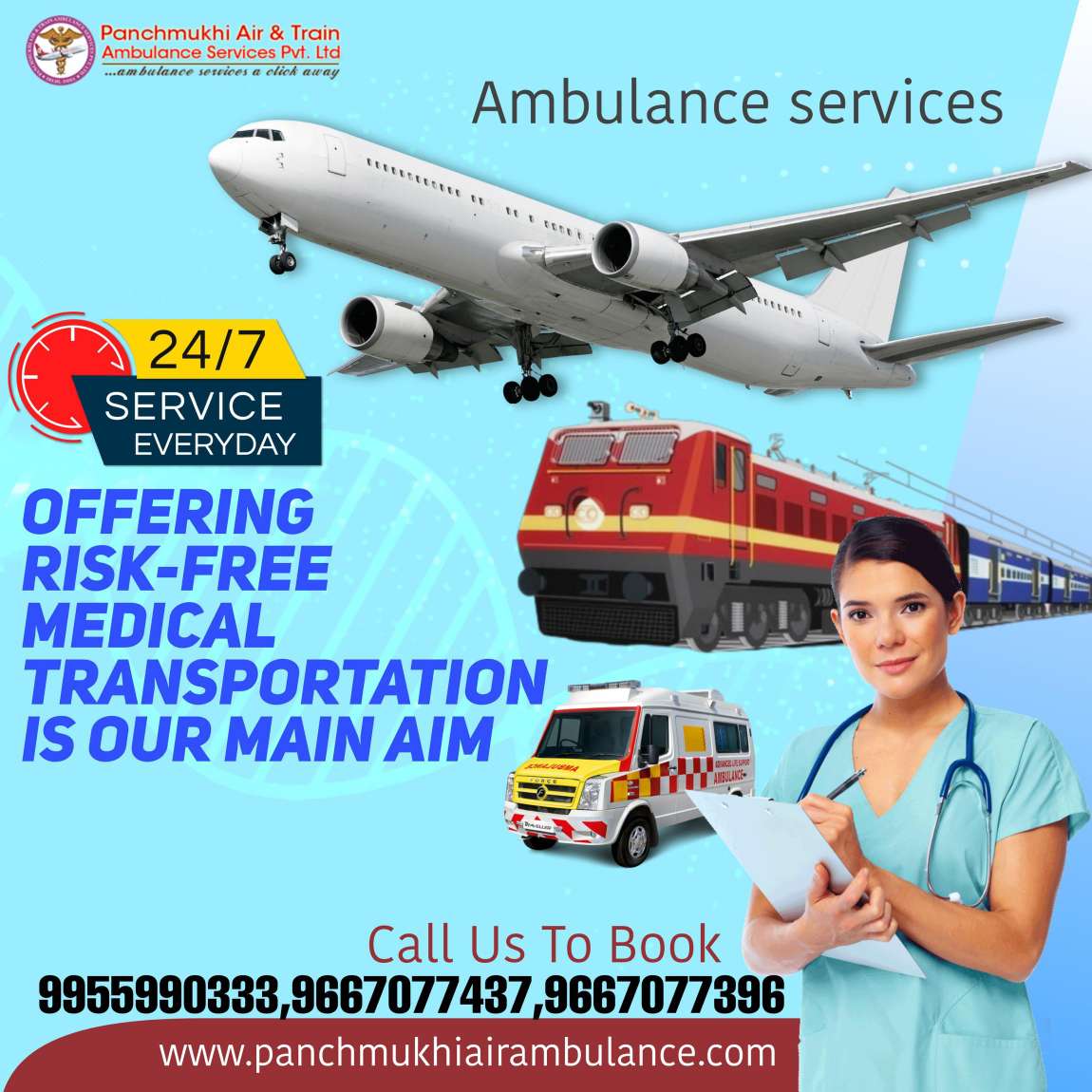 Take Panchmukhi Air Ambulance Services in Varanasi with First-Class Medical Service