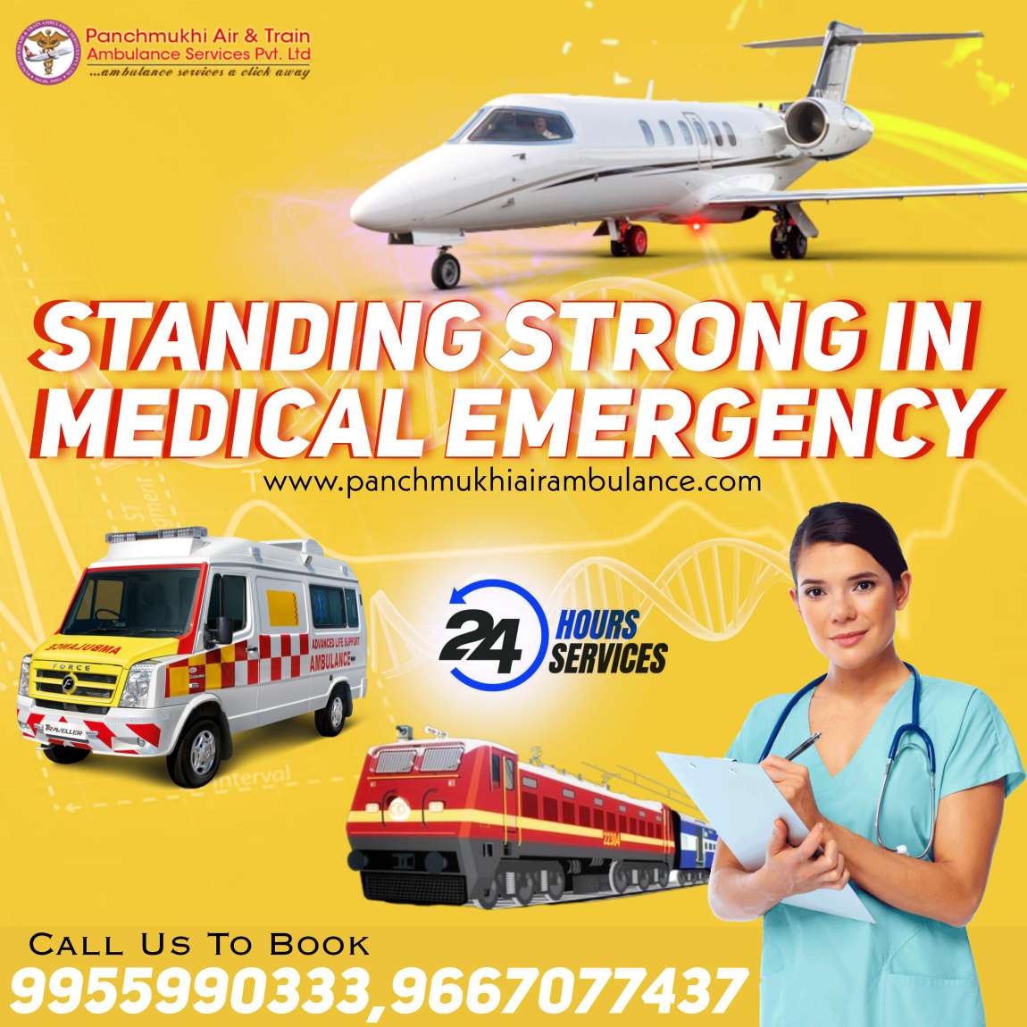 Hire Life-saver Panchmukhi Air Ambulance Services in Guwahati at an Affordable Fare